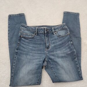 Lands End Womens‎ Mid Rise Skinny Jeans Medium Wash Blue Denim Size 6 Stretch